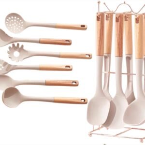 طقم توزيع سيليكون يد خشب