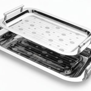 طقم صوانى تقديم 2 قطعه ستانليس 18/10