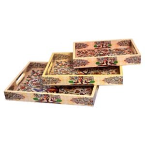 صينية 3*1 خشب مستطيلة قماش